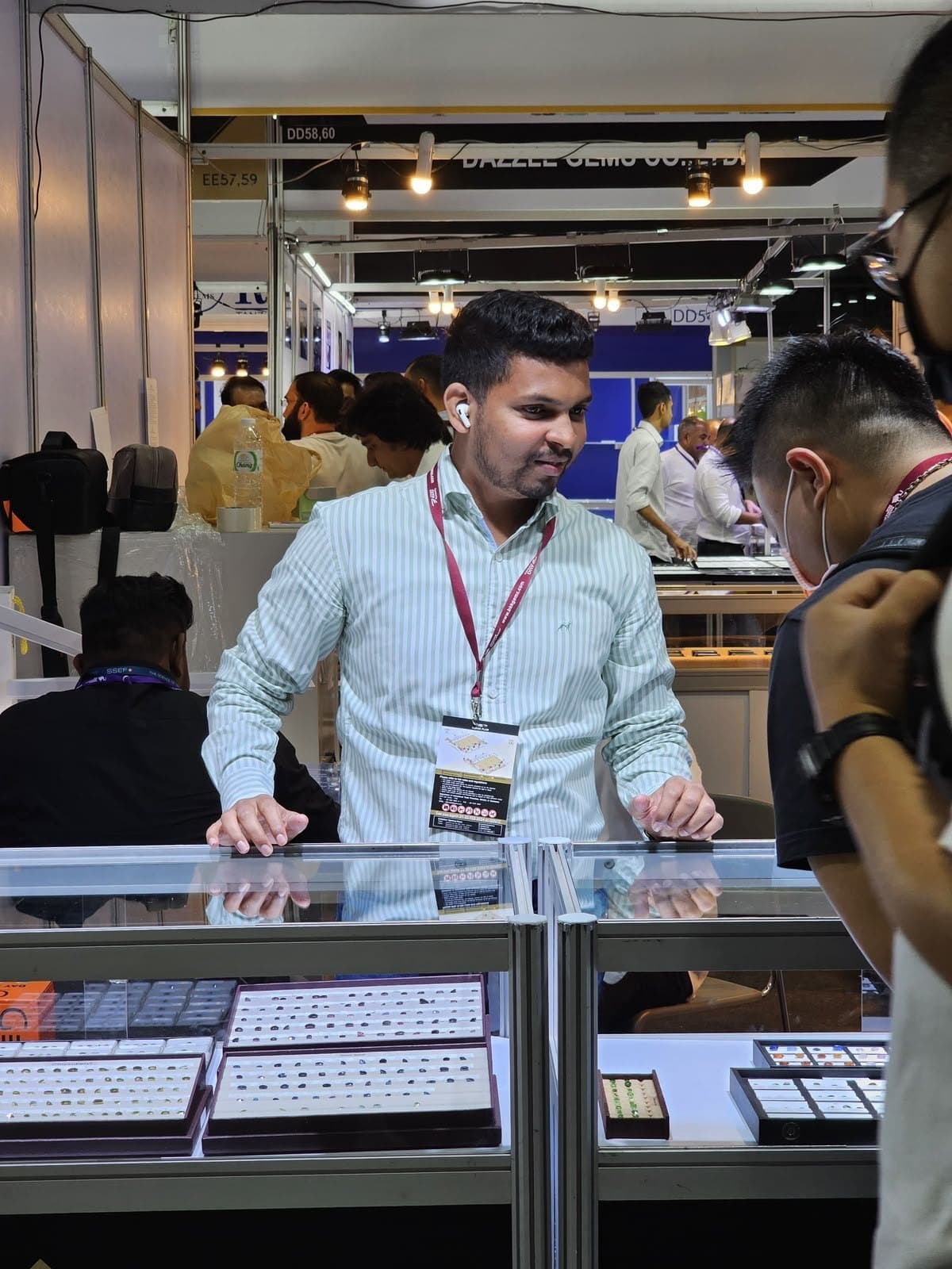 At a gem dealer's booth at the Bangkok Gems & Jewelry Fair